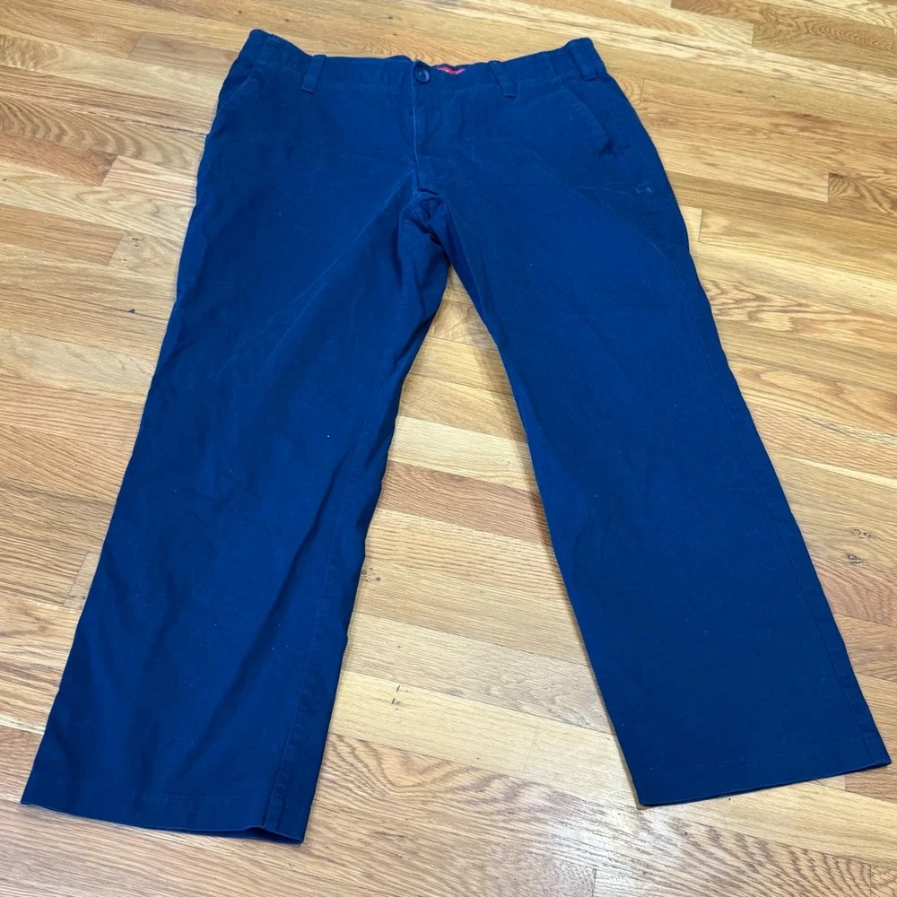 Under Armour Mens Navy Blue Golf Pants Straight Leg Performance Trousers 40x30